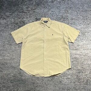 Polo Ralph Lauren Blake Button Down Short Sleeve Shirt Mens Large Beige‎